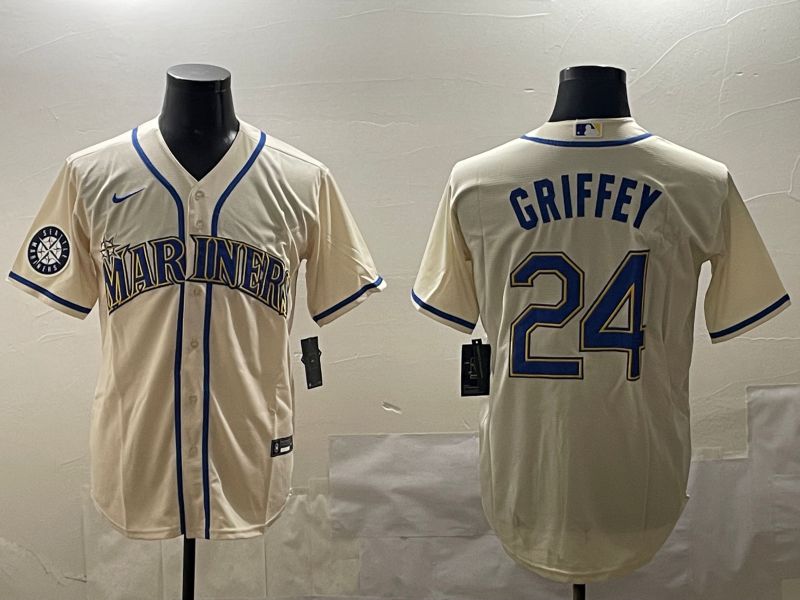 Men Seattle Mariners 24 Griffey Cream Game 2025 Nike MLB Jersey style 2